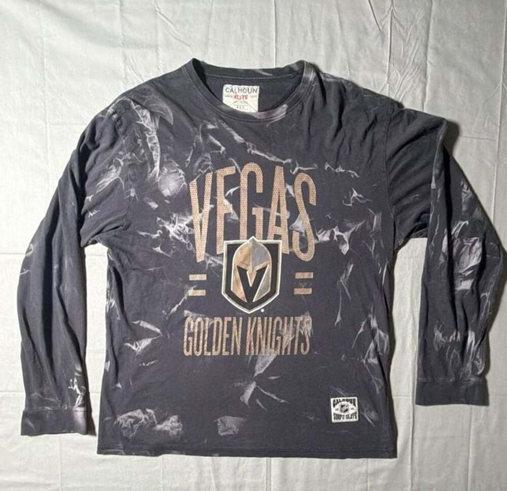 Calhoun Vegas Golden Knights Long Sleeve Shirt Size XL Black Tie Dye NHL